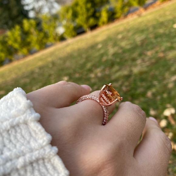 GorgeousWhite Sapphire Rose Gold Filled Ring - Picture 12 of 16